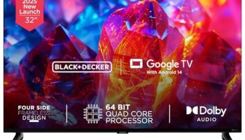 Black+Decker 80 Cm (32 Inches) A1 Series Hd Ready Led Smart Google Tv Bxtvgu32Hd2841Atin (Black)