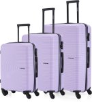 Stony Brook By Nasher Miles Crescent Hard-Sided Polypropylene Set Of 3 Pastel Purple Trolley Bag(55,65&75Cm) Cabin & Check-In Set 4 Wheels – 28 Inch