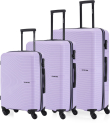 Stony Brook By Nasher Miles Crescent Hard-Sided Polypropylene Set Of 3 Pastel Purple Trolley Bag(55,65&75Cm) Cabin & Check-In Set 4 Wheels – 28 Inch