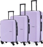 Stony Brook By Nasher Miles Crescent Hard-Sided Polypropylene Set Of 3 Pastel Purple Trolley Bag(55,65&75Cm) Cabin & Check-In Set 4 Wheels – 28 Inch
