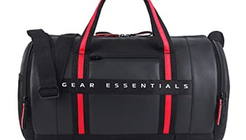 Gear Men/Women Clubsport 26L Medium Faux-Leather Water Resistant Travel Rolling Garment Bag, Duffle Bag/Gym Bag/Sports Duffle / (Black Red), 25 Centimeters, Multicolor