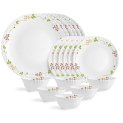 Cello Opalware Dazzle Series Secret Garden 18 Piece Dinner Set Serving For 6 | Bone Ash-Free | Lightweight, Elegant White Plates & Bowls Set | Opal Glass Crockery Set For Daily Use Dinning & Gifting