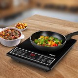 Wipro Vesta Cic102 Induction Cooktop 1600 Wwith Soft Push Button| Crystal Glass Plate|7 Segment Led Display For Power And Temperature Settngs For Fast Cooking,Black