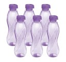Milton Oscar, Pack Of 6 Water Bottles, 1 Litre Each, Reusable Plastic Fridge Bottle Set, Bpa Free And Leak Proof Bottles For Travel, Work, Purple