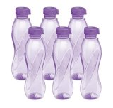 Milton Oscar, Pack Of 6 Water Bottles, 1 Litre Each, Reusable Plastic Fridge Bottle Set, Bpa Free And Leak Proof Bottles For Travel, Work, Purple