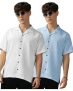 Urban Buccachi Men’S Sky Blue & White Striped Polycotton Shirt | Half Sleeve With Notch Neck & Lapel Collar | Stylish Regular Fit For Parties, Office & Festive Outfits (Pack Of 2)