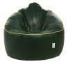 Amazon Brand Solimo Premium Faux Leather Muddha Bean Bag, Filled With Beans | Capacity: Upto 6 Ft 3 In Height , 120 Kg Weight | 4 Xl | Dark Green With Yellow Piping