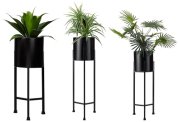 Amazon Brand – Solimo Metal Planters Pot Holder (Round Base) With Metal Plant Stand (Black, Set Of 3) | Tall Indoor Plant Stand With Planter Pot, Suited For Indoor/Outdoor