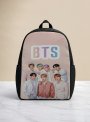 Fashionlife Stylish Bts Printed School College Backpack For Girls & Boys Pink & Black Base 21 L Backpack(Pink)