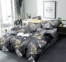 Furnistitchs Glace Cotton Double Size Duvet Cover Quilt Cover Razai Cover Comforter Cover 90X100 Inches, (Black Leaves)