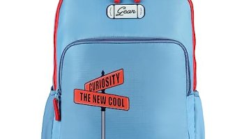 Gear Ambition 37L Large Water Resistant 4 Compartment School Backpack/Casual Daypack/Travel Pack For Boys, Girls, Unisex (Blue-Red)