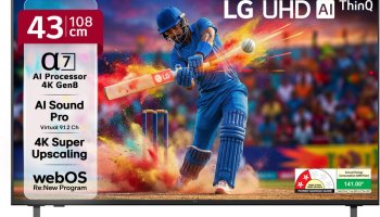 Lg Ai Tv Ua7380 108 Cm (43 Inch) Ultra Hd (4K) Led Smart Webos Tv 2025 Edition With Alpha7 Ai Processor 4K Gen8 | 4K Super Upscaling| 4K Expression Enhancer | New Ai Magic Remote Compatible | Ai Search With Ms Copilot | Ai Sound Pro (9.1.2 Ch) | Lg Shield | Chromecast Built-In(43Ua73806La)
