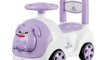 Lifelong Bunny Manual Push Ride-On Toy Car With Back Support For Boys & Girls 1-4 Years, Distraction-Free, Non-Musical, Easy Installation, 50Kg Capacity, Steering Wheel, Storage, Indoor Outdoor Fun