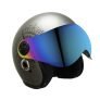 Turtle Helmet Star With Visor Half Face With Scratch Resistive Rainbow Visor & Hard Shell Abs Plastic Helmet, Grey, Large Size, (L-60 Cm)