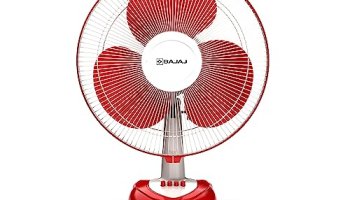 Bajaj Frore Neo Table Fan 400 Mm | Table Fans For Home & Office | Aerodynamically Balanced Blades | 100% Copper Motor | High Air Delivery | 3-Speed Control | 2-Yr Warranty 【Red】