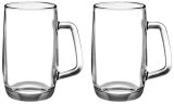 Amazon Brand – Solimo Troilus Glass Beer Mug Set, 470Ml, Set Of 2, Transparent