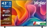 Haier 108 Cm (43 Inch) Ultra Hd (4K) Led Smart Google Tv 2025 Edition With Voice Assistance Remote Control Hdr10 Memc Dolby Audio Total Sonic Chromecast Built-In Dual Band Wi-Fi 2Gb Ram + 32Gb Rom(43H5E)