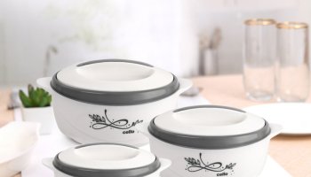 Cello Sapphire Grey Pack Of 3 Thermoware Casserole Set(500 Ml, 1000 Ml, 1500 Ml)