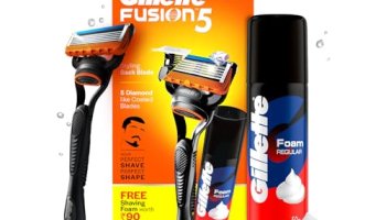 Gillette Fusion Manual Razor For Men For Perfect Shave And Perfect Beard Shape & Gillette Classic Regular Pre Shave Foam, 50G