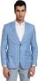 Park Avenue Checkered Mandarin Formal Men Blazer(Light Blue)