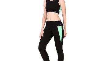 Vector X Osb-315 Women’S Sportswear Set |Sports Bra + High Waist Leggings – Flexible Fit For Yoga, Gym & Fitness, Running, Zumba, Pilates, Home, Sweat-Wicking, Lightweight, Breathable (Black)