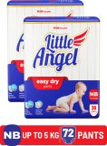 Little Angel Easy Dry Diaper Pants With 12 Hrs Absorption 36 Count/Pack,Pack Of 2,Upto 5 Kgs – New Born(72 Pieces)