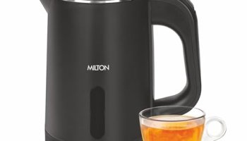 Milton Companion Electric Kettle 800 Ml,1000 Watt | 304 Stainless Steel Inner Body | Double Wall & Cool Touch Body | Auto Cut-Off | Wider Mouth,Detachable 360 Degree Connector,Cordless Pot (Black)
