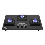 Lifelong 3 Gas Burner Top – 3 Burners Hob Top Gas Stove With Automatic Ignition – Toughened Glass Top Gas Stoves For Home & Kitchen – Automatic Gas Stove For Modern/Modular Kitchen (Llht923)Open,Black