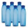 Cello Crystal Water Bottles Set Of 6, 1000 Ml Each, Blue | Food Grade, Unbreakable & Reusable Set Of Bottles | Air Tight Leakproof Easy To Carry Set Of Fridge Pet Bottles For Kitchen, Office, Travel