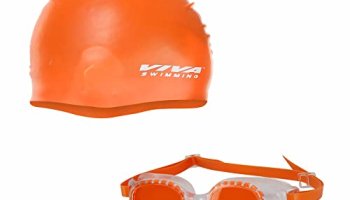 Viva Sports Combo Set Of Swimming Cap And Goggles (Orange)
