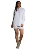 Kotty Women’S Self-Design Long Sleeves Shirt Shorts(White,S)