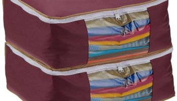 Amazon Brand – Solimo Non-Woven Saree Bag | Transparent Window | Quality Stitching | Durable Zipper (Pack Of 2)