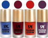 Sm Fashion Matte Nail Polish Combo | Velvet Dull Matte Nail Paint Blue-Ruby Pink -Orange Red-Purple (Pack Of 4: 7Ml Each)