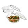 Amazon Brand – Solimo Set Of 2 Borosilicate Glass Casserole-Cum-Serving Bowl With Lid | Microwave & Oven Safe| Deep Round | 650 Ml Each| Transparent