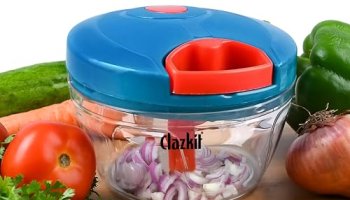 Clazkit Kitchen Dori Handy Vegetable And Fruit Manual Onion Dry Fruit Salad Maker Vegetable Quick String Chopper Machine, Cutter – 3 Stainless Steel Blades -450Ml