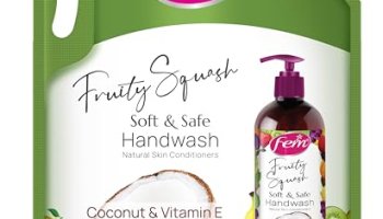 Fem Fruity Squash Soft & Safe Handwash – 1500Ml | Enriched With Goodness Of Coconut Milk & Vitamin E | Long Lasting Fragrance