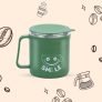 Attro Happy Mug Comes With Double Wall Inner Stainless Still & Lid Stylish Cup Ideal For Hot Coffee, Tea – Olive Green – Plastic, 300 Ml
