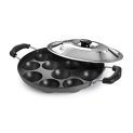 Cello Non-Stick 12 Cavity Appam Patra Pan With Stainless Steel Lid | 2 Side Handle | Appam Maker | Appam Patra | Appam Pan | Litti Maker | Appe Stand | Dishwasher Safe
