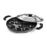 Cello Non-Stick 12 Cavity Appam Patra Pan With Stainless Steel Lid | 2 Side Handle | Appam Maker | Appam Patra | Appam Pan | Litti Maker | Appe Stand | Dishwasher Safe