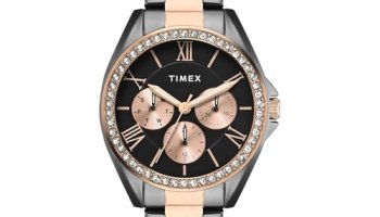 Timex Analog Watch For Woman With Black Round Dial & Two Tone Stainless Steel Bracelet Band Water Resistant Women’S Wrist Watches – Twel253Smu03