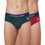 U.S. Polo Assn. Men Horizontal Stripe Antibacterial Eb005 Briefs – Pack Of 2 (Bistrogreen-Navy/Navy-Pomogranate L)