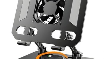 Voco Rotatable Aluminium Laptop Stand With Magnetic Cooling Fan | 360° Rotation Laptop Holder For Table & Bed | Foldable Laptop Stand For Gaming, Office & Work From Home (Black)