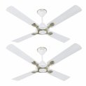 Havells 1200Mm Leganza Es 4B Ceiling Fan | Best Fan In 4 Blade, Premium Finish Deco. Fan, High Air Delivery | Energy Saving, 100% Pure Copper Motor, 2 Year Warranty | (Pack Of 2, Pearl White Silver)