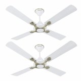 Havells 1200Mm Leganza Es 4B Ceiling Fan | Best Fan In 4 Blade, Premium Finish Deco. Fan, High Air Delivery | Energy Saving, 100% Pure Copper Motor, 2 Year Warranty | (Pack Of 2, Pearl White Silver)