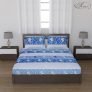Status Contract Cotton Rich Double Bedsheet With 2 Pillow Covers For Bed Room, Home, Hotel-120 Gsm (Blue Stripes)