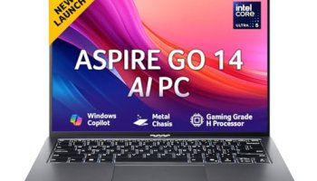 Acer Aspire Go 14, Intel Core Ultra 5 125H (14Th Gen),16Gb Ddr5 Ram/512Gb Ssd, Wuxga Ips, 14.0″/35.56 Cm, Win 11, Ms Office, Steel Gray, 1.5 Kg, Ag14-71M,Backlit Keyboard, Ai Powered Premium Laptop
