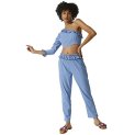 Campus Sutra Women’S Solid Blue One Shoulder Long Sleeve Regular Fit Co-Ords Set For Casual Wear | Clothing Set Crafted With Comfort Fit And High Performance For Everyday Wear