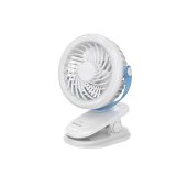 Goldmedal I-Lux 100 Mm Portable Desk Mounted Clip Fan| Multi-Clip Function| Type-C Usb-Powered Rechargeable Battery With 6-7 Hours Backup| Bright Light | Personal Fan For Home & Office (White-Blue)