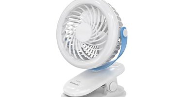 Goldmedal I-Lux 100 Mm Portable Desk Mounted Clip Fan| Multi-Clip Function| Type-C Usb-Powered Rechargeable Battery With 6-7 Hours Backup| Bright Light | Personal Fan For Home & Office (White-Blue)