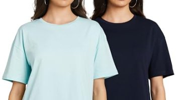 Amazon Brand – Symbol Women’S Oversized Fit T-Shirt (Sym-Aw23-Wte-801_Navy-Mint M)